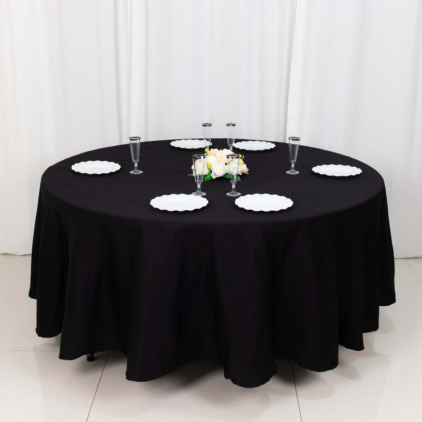 100% Cotton 108" Round Tablecloth Black Linen - Soft & Breathable Table Cover - NestOCart