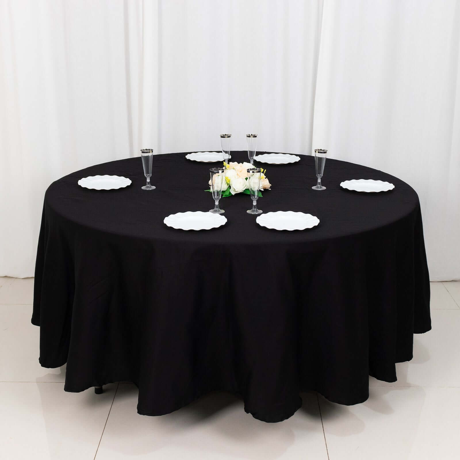 100% Cotton 108" Round Tablecloth Black Linen - Soft & Breathable Table Cover - NestOCart