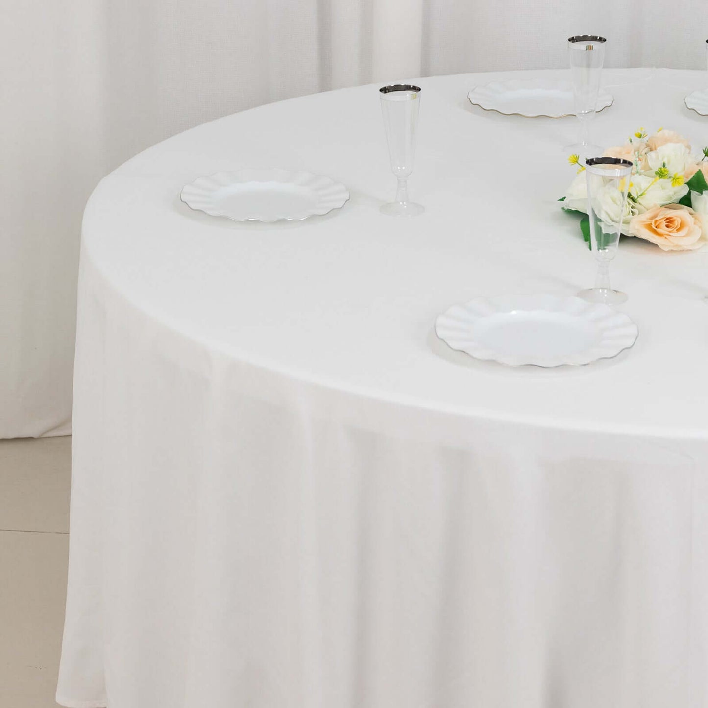 100% Cotton 108" Round Tablecloth White Linen - Sophisticated, Soft & Breathable Table Cover - NestOCart