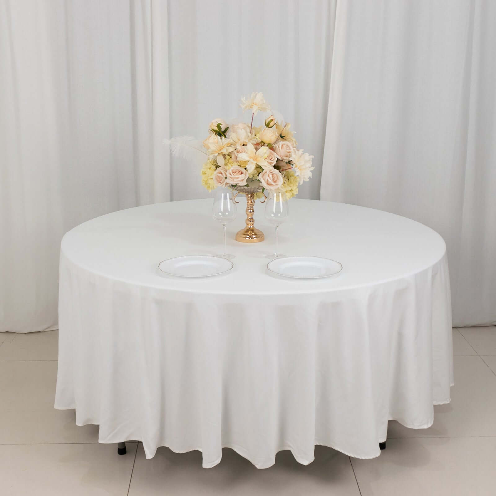 100% Cotton 108" Round Tablecloth White Linen - Sophisticated, Soft & Breathable Table Cover - NestOCart