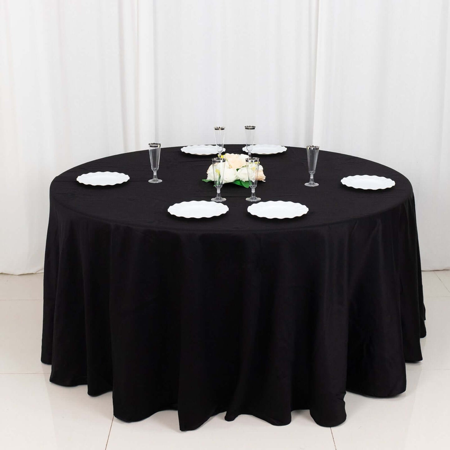 100% Cotton 120" Round Tablecloth Black Linen - Seamless, Soft & Breathable Table Cover - NestOCart