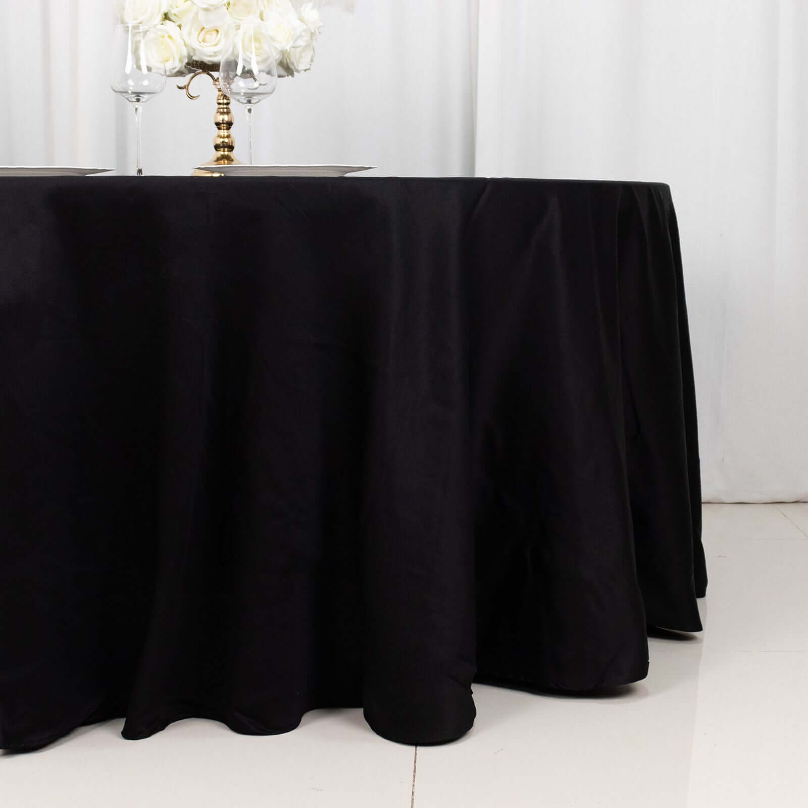 100% Cotton 120" Round Tablecloth Black Linen - Seamless, Soft & Breathable Table Cover - NestOCart
