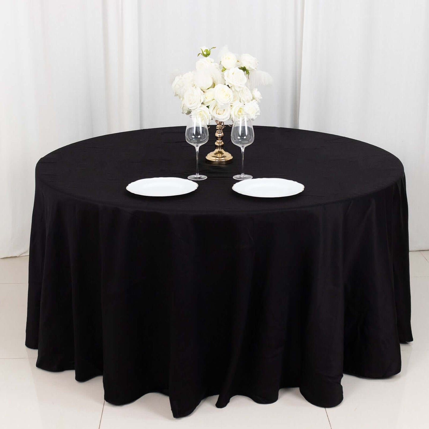 100% Cotton 120" Round Tablecloth Black Linen - Seamless, Soft & Breathable Table Cover - NestOCart