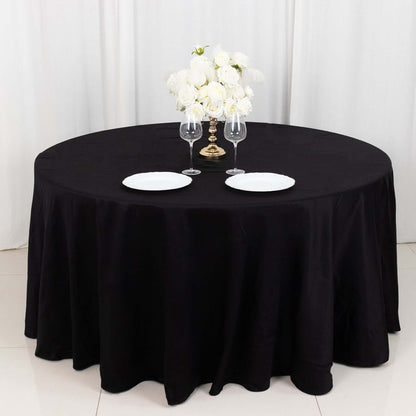 100% Cotton 120" Round Tablecloth Black Linen - Seamless, Soft & Breathable Table Cover - NestOCart