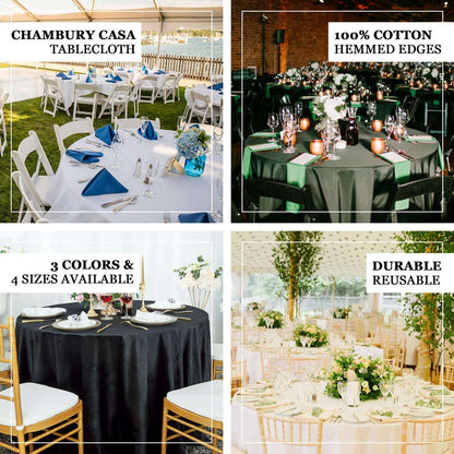 100% Cotton 120" Round Tablecloth Black Linen - Seamless, Soft & Breathable Table Cover - NestOCart