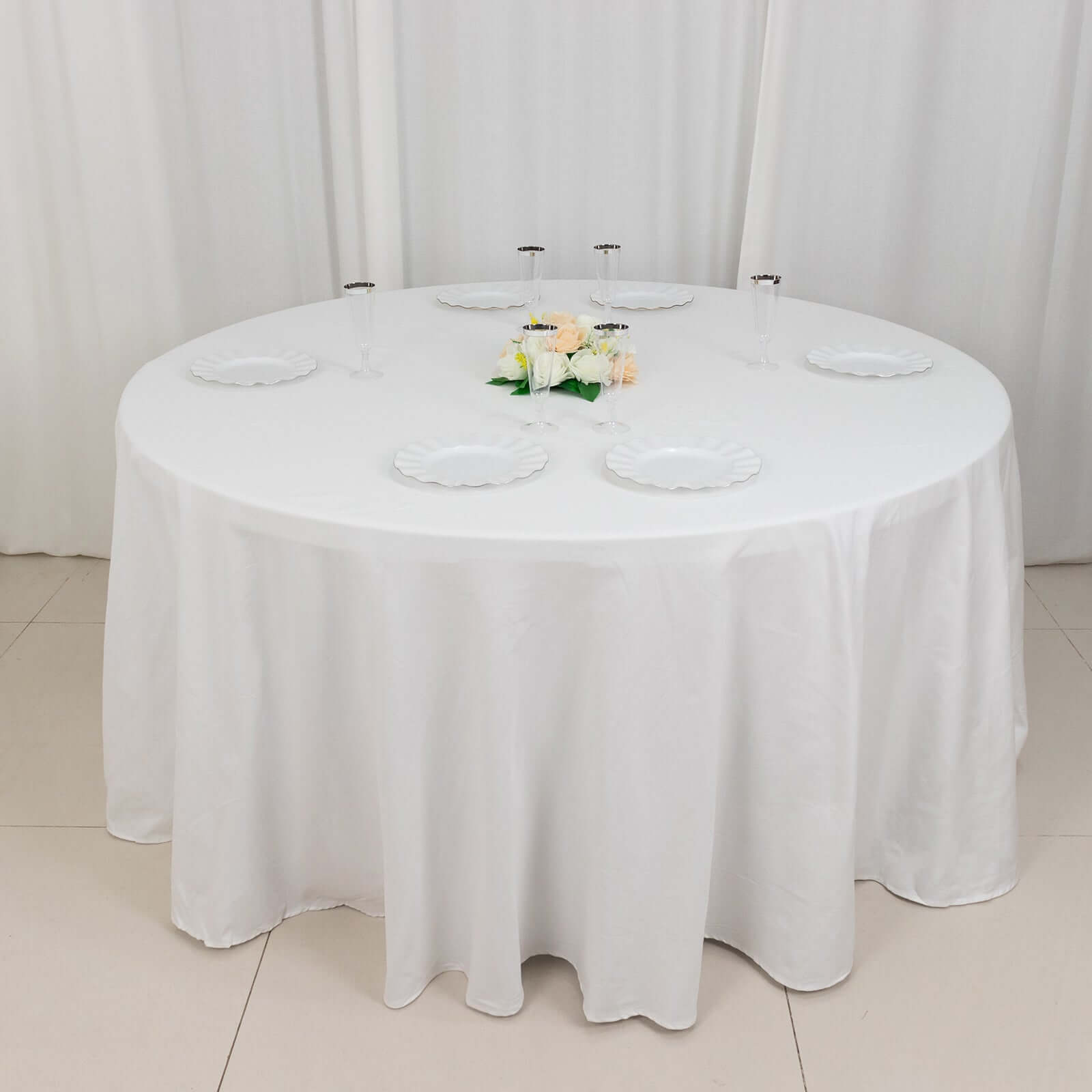 100% Cotton 120" Round Tablecloth White Linen - Seamless, Soft & Breathable Table Cover - NestOCart