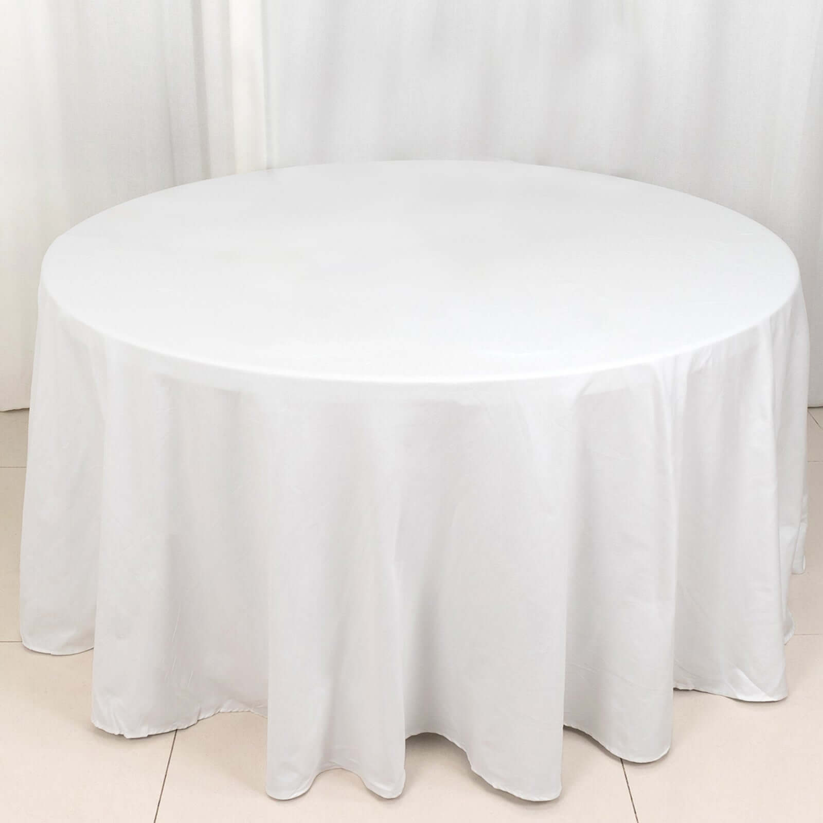 100% Cotton 120" Round Tablecloth White Linen - Seamless, Soft & Breathable Table Cover - NestOCart