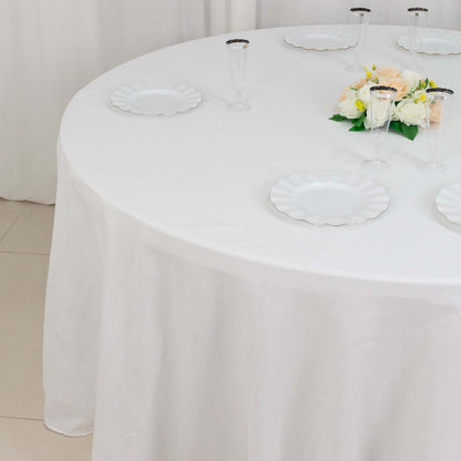 100% Cotton 120" Round Tablecloth White Linen - Seamless, Soft & Breathable Table Cover - NestOCart