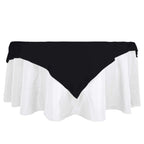 100% Cotton 54"x54" Table Overlay Square Tablecloth Black Linen - Soft & Breathable Fabric Table Topper