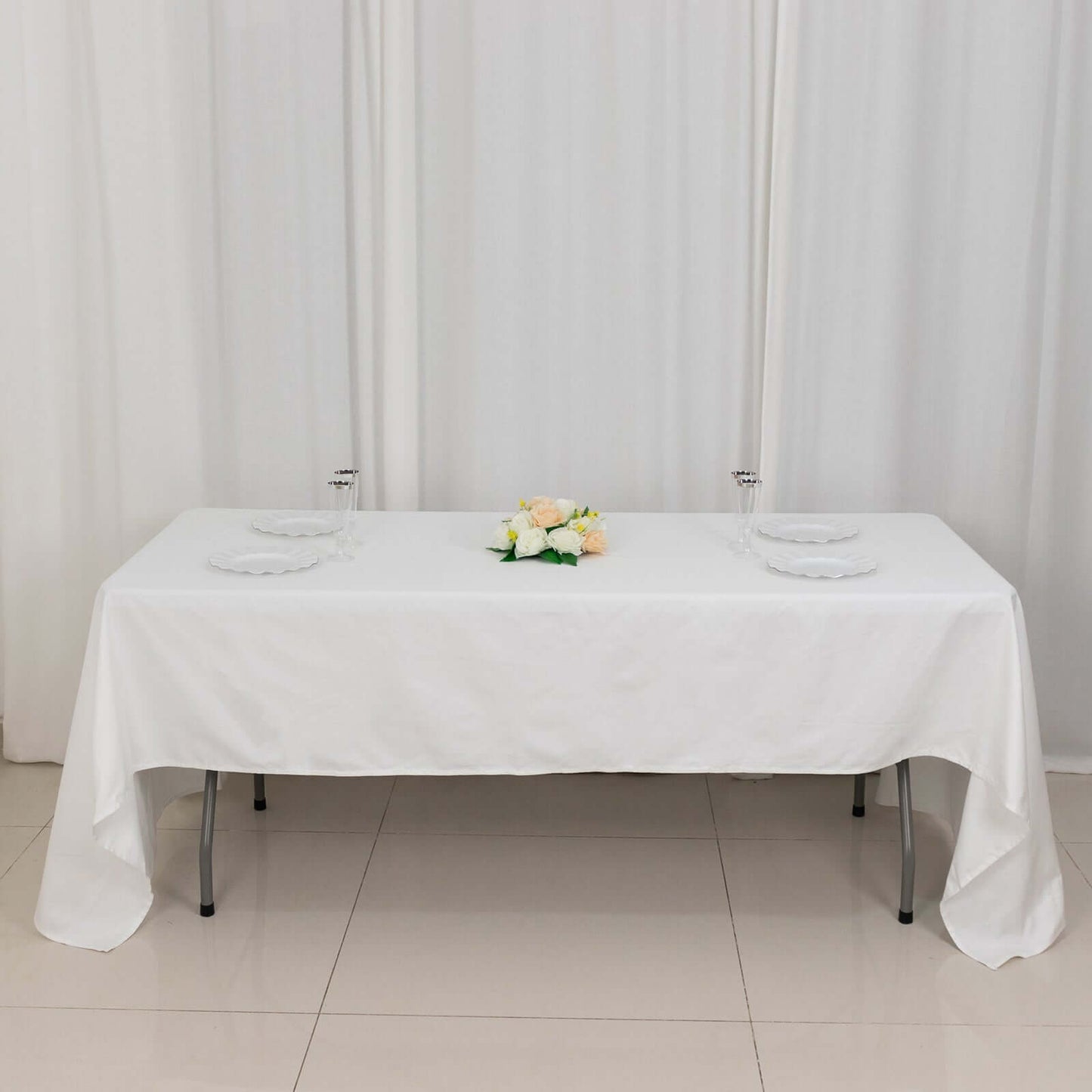 100% Cotton 60"x126" Rectangle Tablecloth White Linen - Sophisticated, Soft & Breathable Table Cover - NestOCart