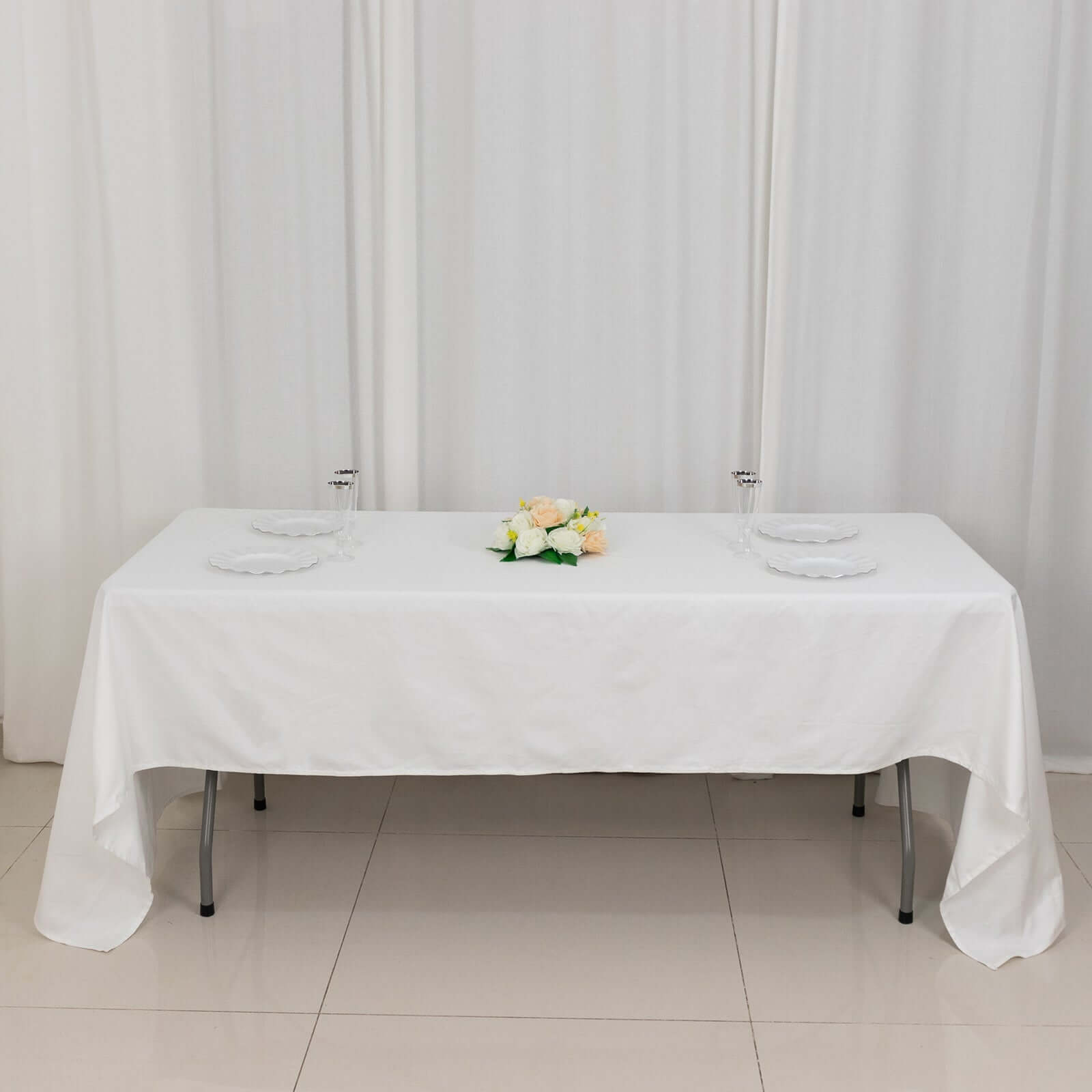 100% Cotton 60"x126" Rectangle Tablecloth White Linen - Sophisticated, Soft & Breathable Table Cover - NestOCart