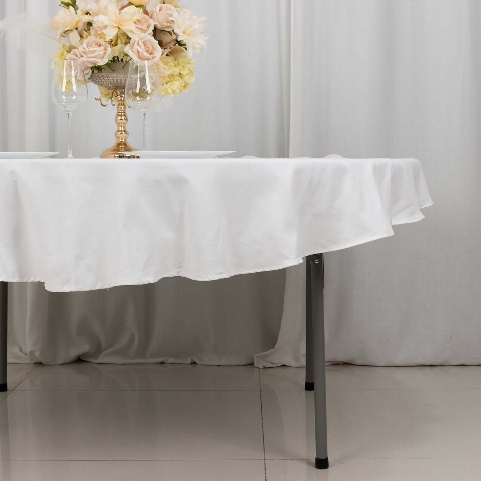 100% Cotton 70" Round Tablecloth White Linen - Sophisticated, Soft & Breathable Table Cover - NestOCart