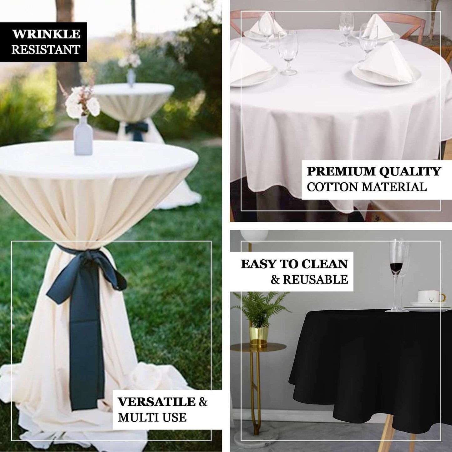 100% Cotton 70" Round Tablecloth White Linen - Sophisticated, Soft & Breathable Table Cover - NestOCart