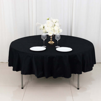 100% Cotton 90" Round Tablecloth Black Linen - Soft & Breathable Table Cover - NestOCart