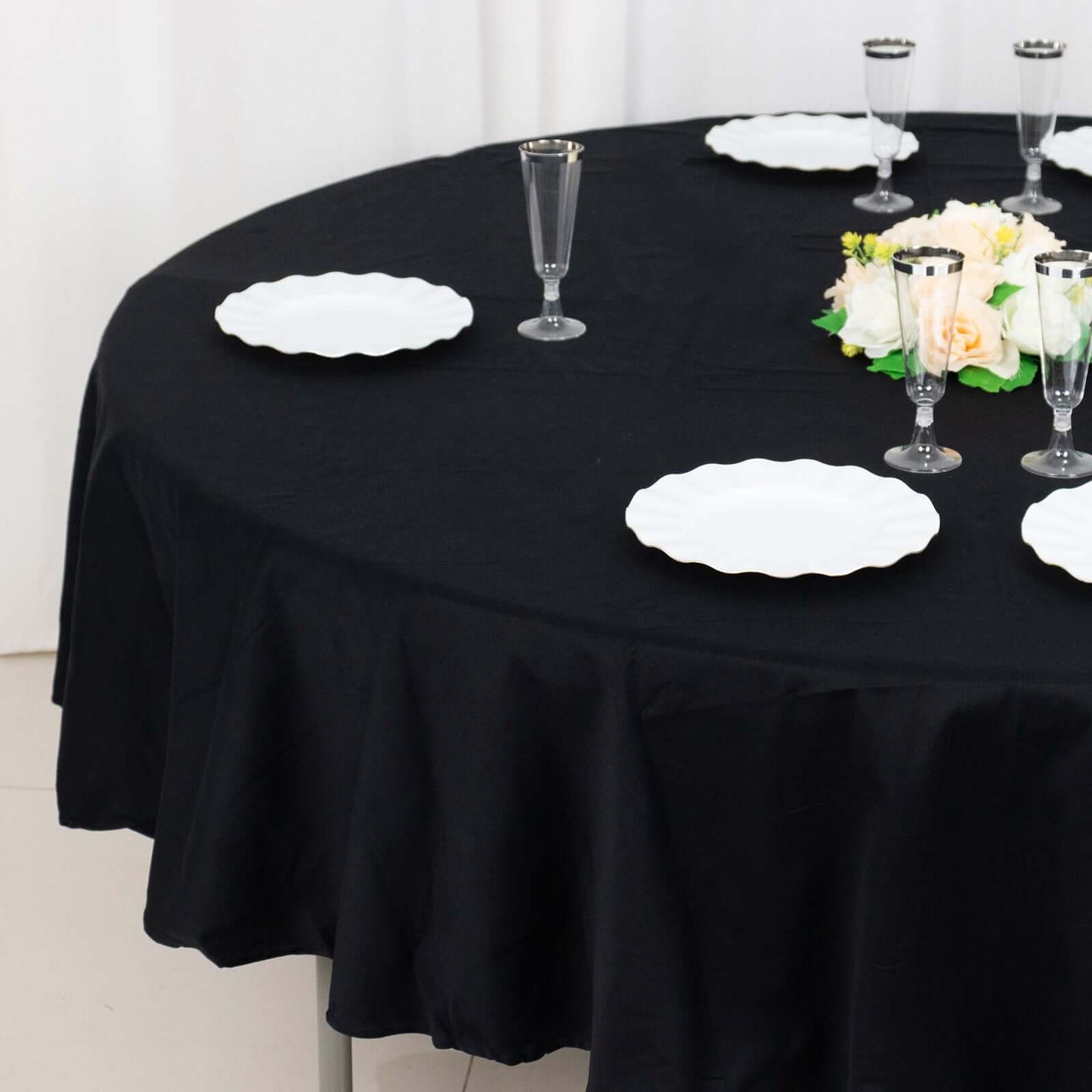 100% Cotton 90" Round Tablecloth Black Linen - Soft & Breathable Table Cover - NestOCart