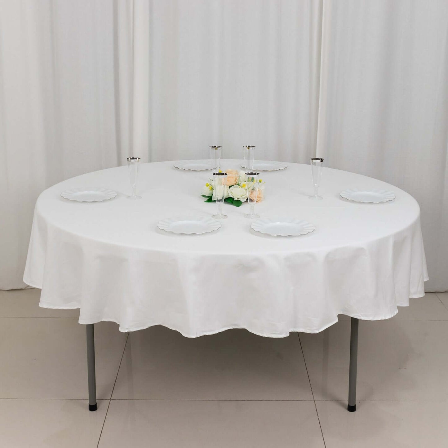 100% Cotton 90" Round Tablecloth White Linen - Sophisticated, Soft & Breathable Table Cover - NestOCart