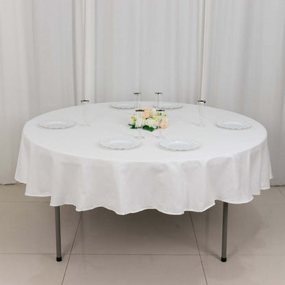 100% Cotton 90" Round Tablecloth White Linen - Sophisticated, Soft & Breathable Table Cover - NestOCart
