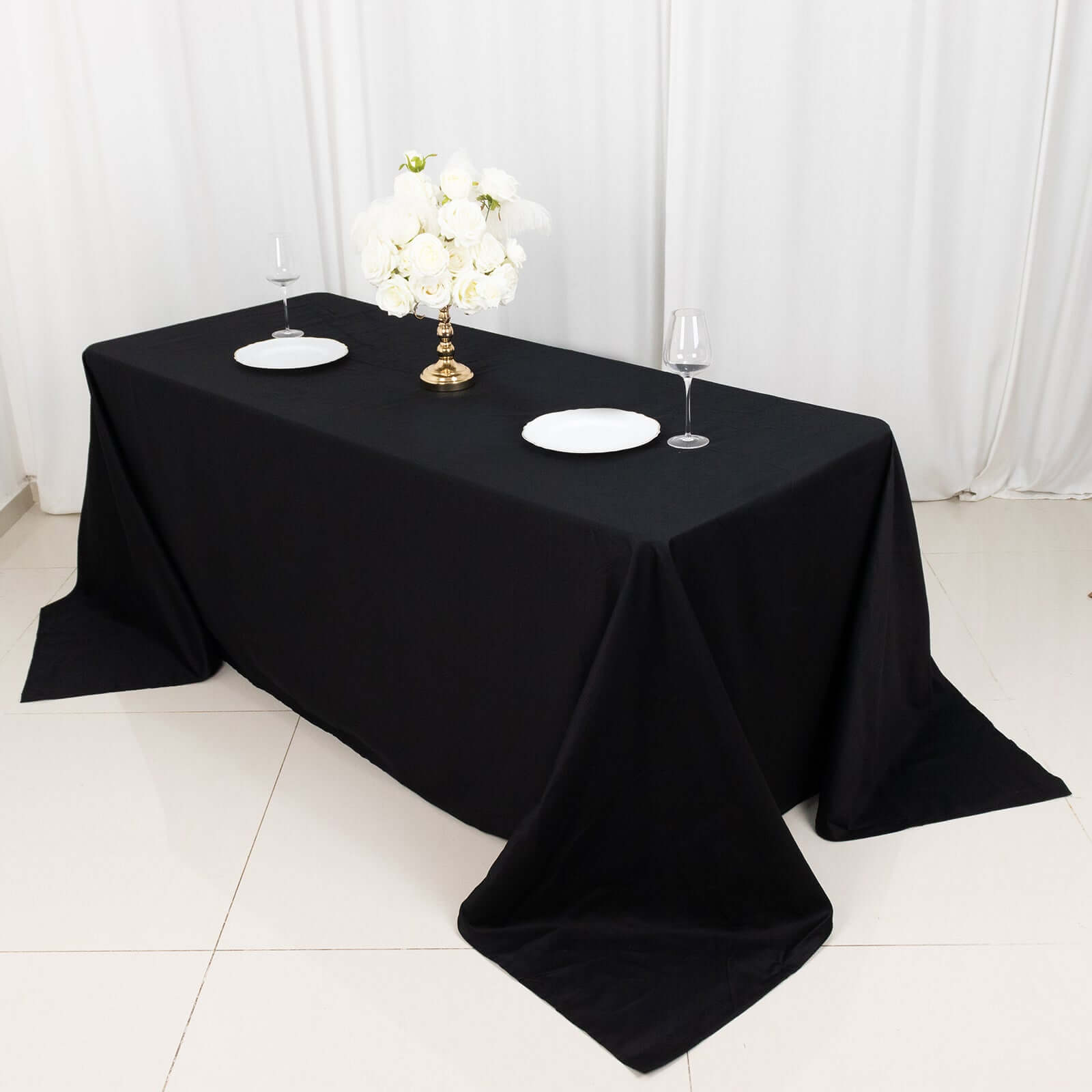 100% Cotton 90"x132" Rectangle Tablecloth Black Linen - Seamless, Soft & Breathable Table Cover - NestOCart