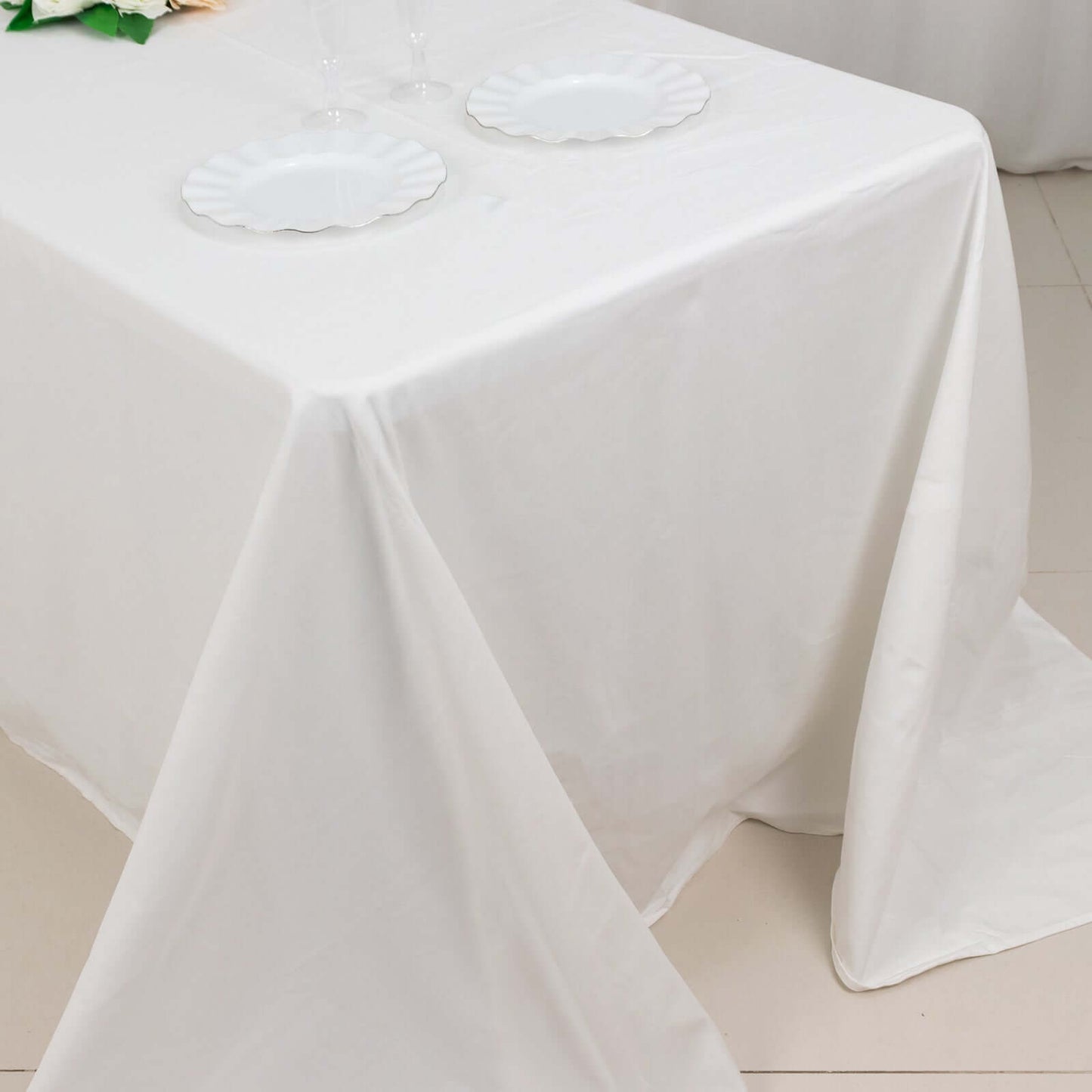 100% Cotton 90"x132" Rectangle Tablecloth White Linen - Seamless, Soft & Breathable Table Cover - NestOCart