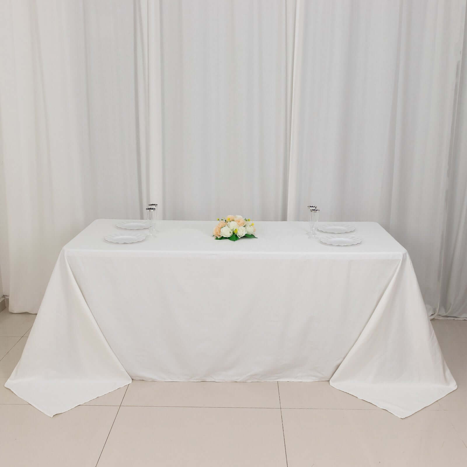 100% Cotton 90"x132" Rectangle Tablecloth White Linen - Seamless, Soft & Breathable Table Cover - NestOCart