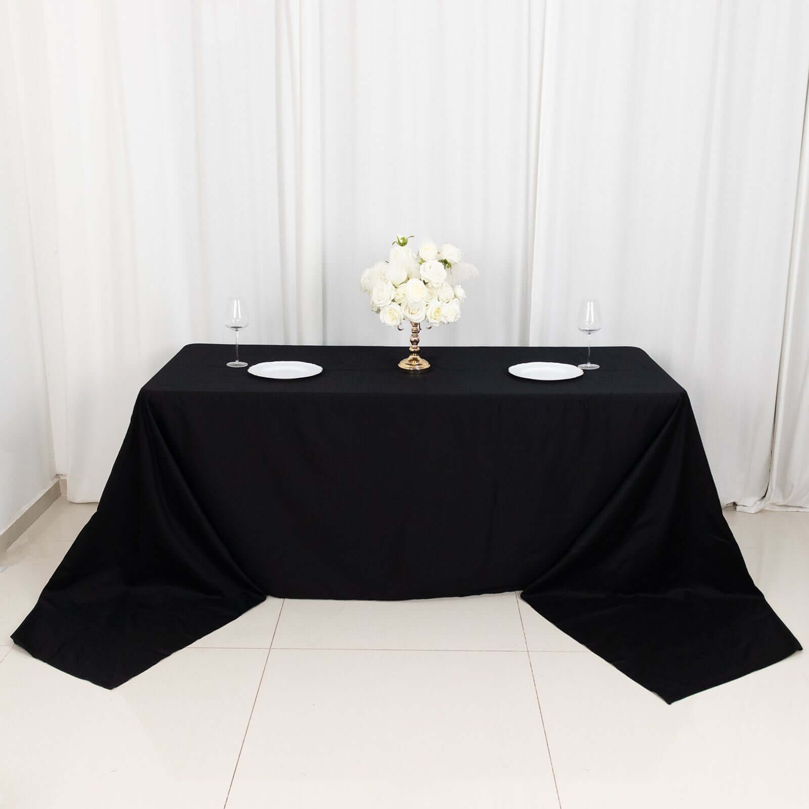 100% Cotton 90"x156" Rectangle Tablecloth Black Linen - Seamless, Soft & Breathable Table Cover - NestOCart