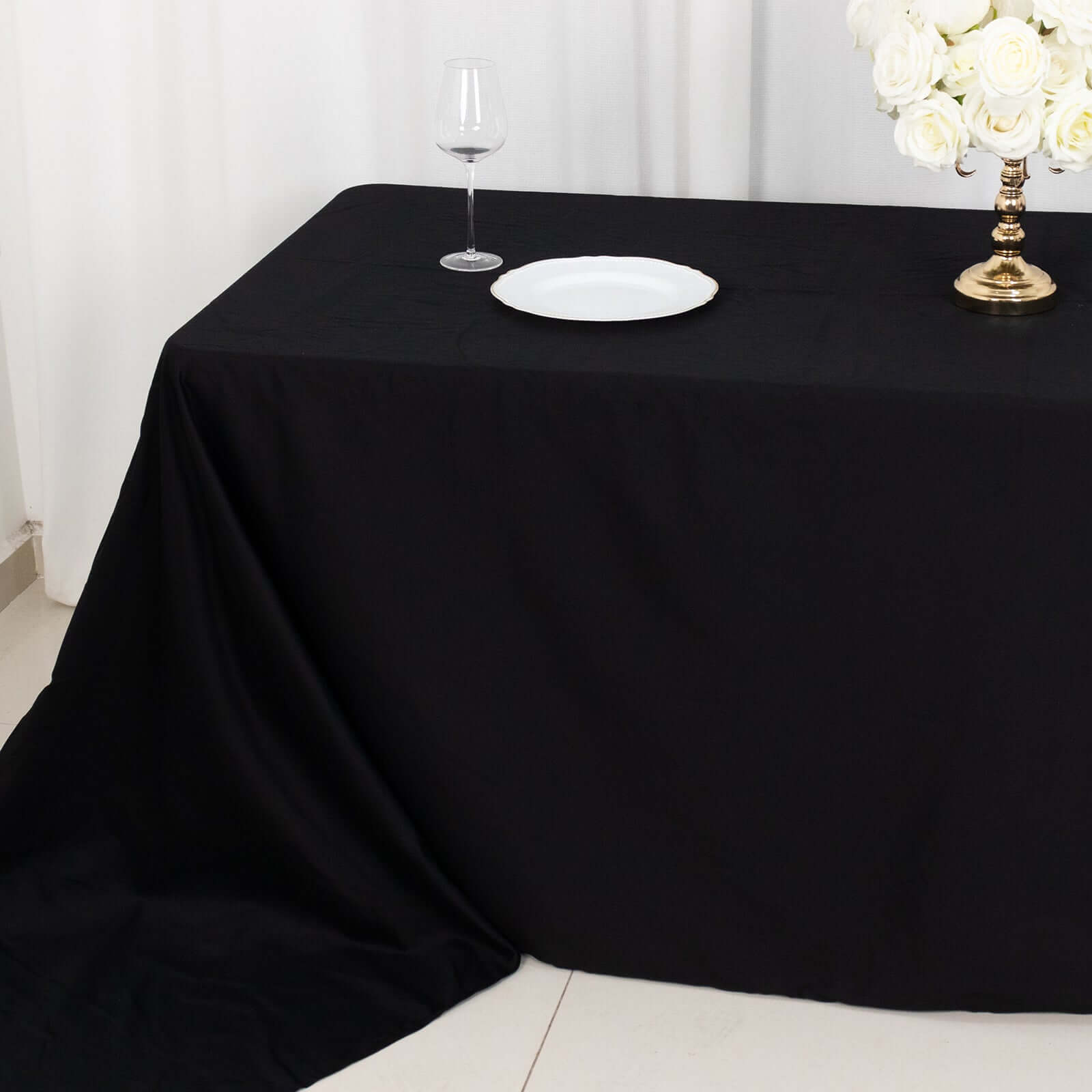 100% Cotton 90"x156" Rectangle Tablecloth Black Linen - Seamless, Soft & Breathable Table Cover - NestOCart