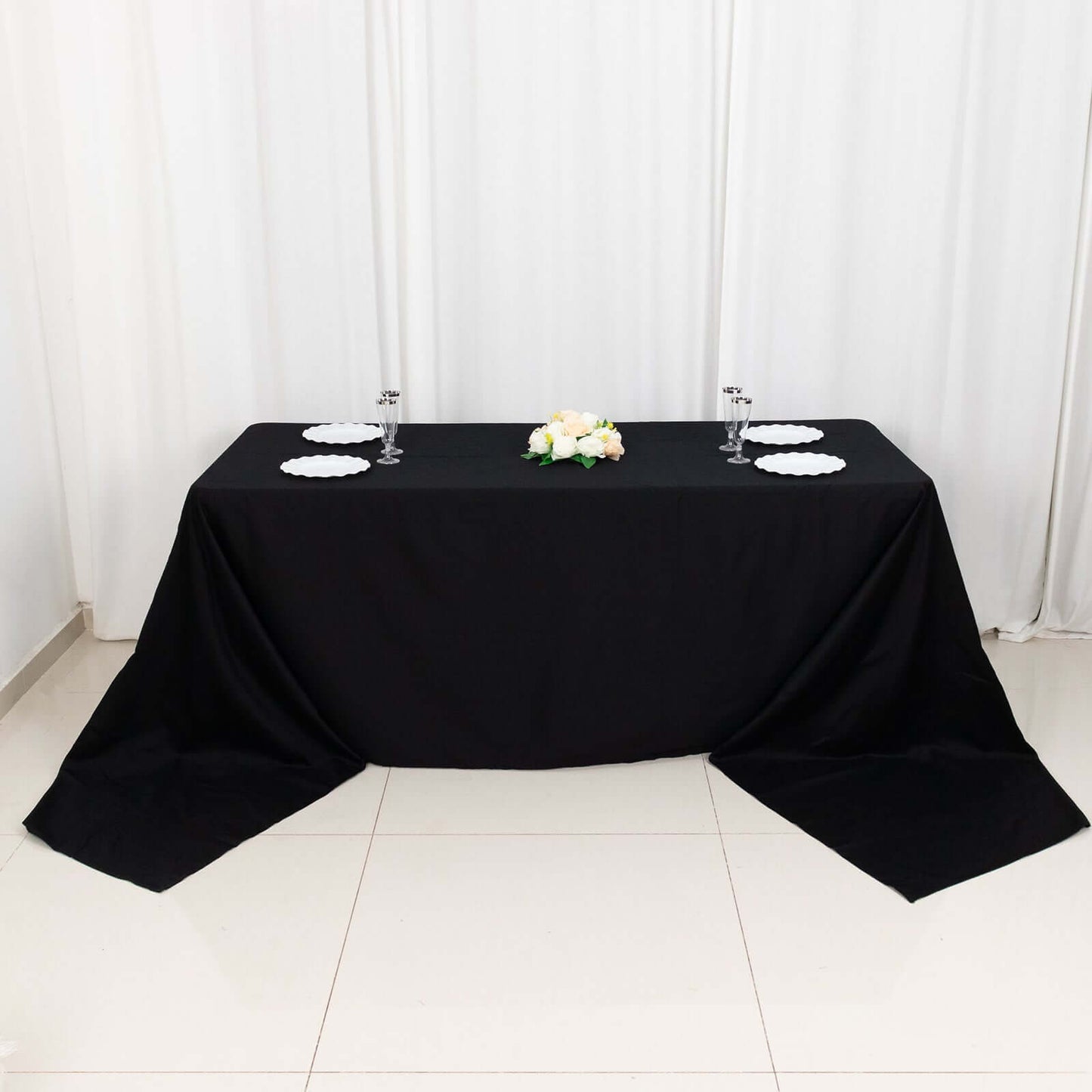 100% Cotton 90"x156" Rectangle Tablecloth Black Linen - Seamless, Soft & Breathable Table Cover - NestOCart