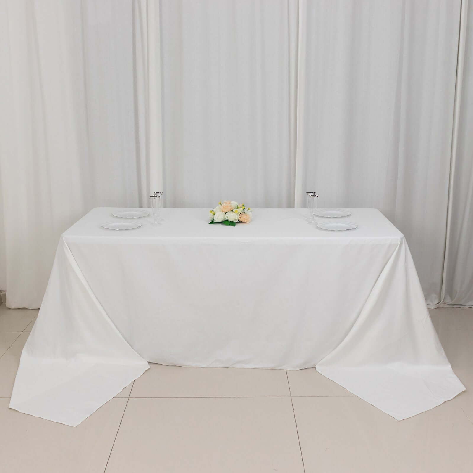 100% Cotton 90"x156" Rectangle Tablecloth White Linen - Seamless, Soft & Breathable Table Cover - NestOCart