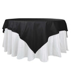 100% Cotton 90"x90" Table Overlay Square Tablecloth Black Linen - Soft & Breathable Fabric Table Topper