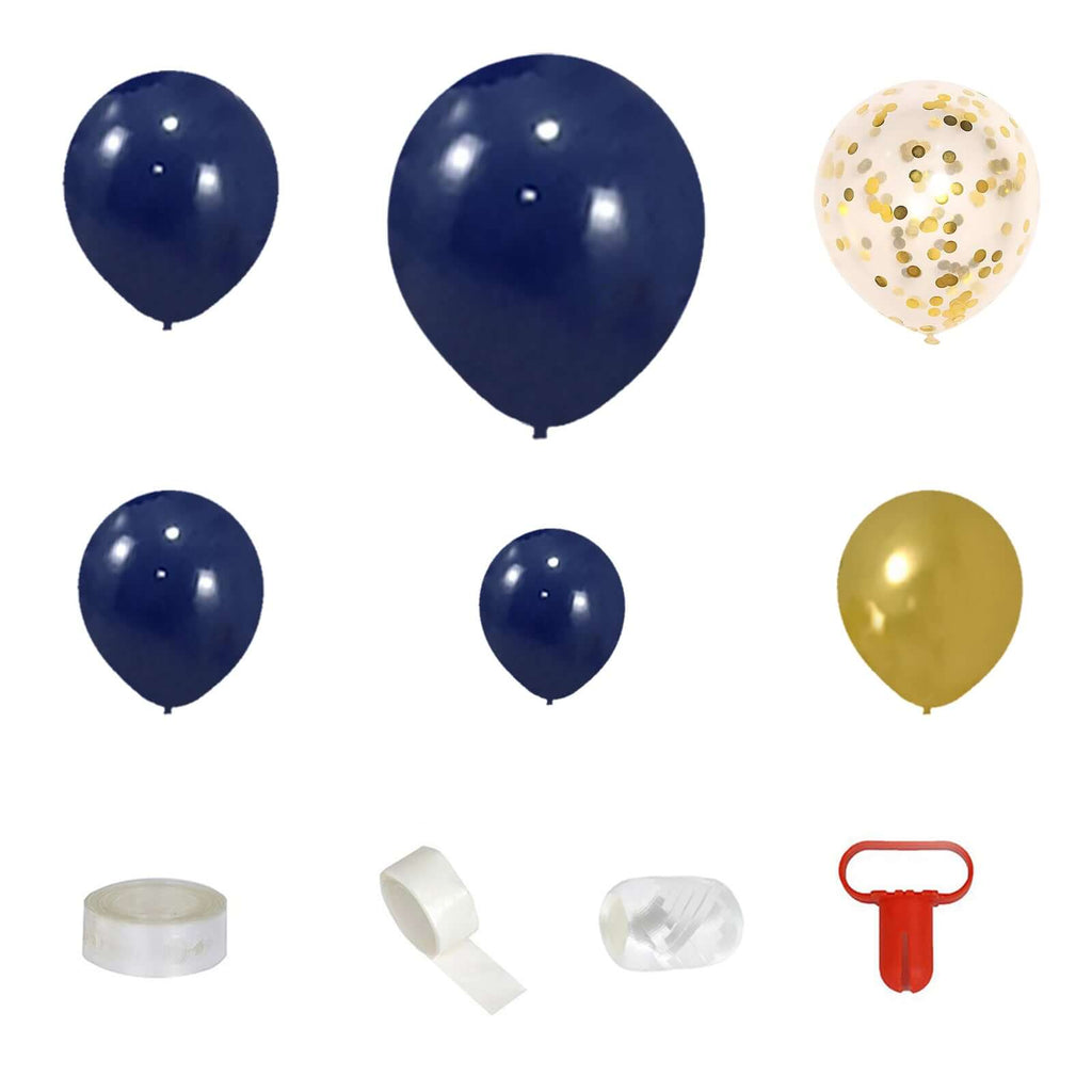 100 Pack Assorted Royal Blue Gold Latex Balloon Arch Kit, DIY Party Balloon Garland Decorations - Bell Racket Store