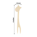 100 - Pack Bamboo Cocktail Picks Giraffe Mini Forks Double Pronged Design Natural - Biodegradable Eco Friendly Party Supplies 4" - Bell Racket Store