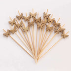 100 - Pack Bamboo Cocktail Sticks Butterfly Design Eco Friendly Natural - Biodegradable Party Picks 5" - Bell Racket Store