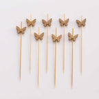 100 - Pack Bamboo Cocktail Sticks Butterfly Design Eco Friendly Natural - Biodegradable Party Picks 5" - Bell Racket Store