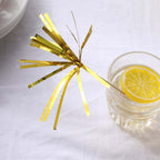 100 - Pack Bamboo Cocktail Sticks Firework Cupcake Toppers Gold - Festive Foil Frills Food Picks 9" - Bell Racket Store