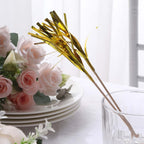 100 - Pack Bamboo Cocktail Sticks Firework Cupcake Toppers Gold - Festive Foil Frills Food Picks 9" - Bell Racket Store