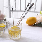 100 - Pack Bamboo Cocktail Sticks Firework Cupcake Toppers Silver - Festive Foil Frills Food Picks 9" - Bell Racket Store