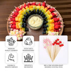 100 - Pack Bamboo Cocktail Sticks Heart Design Eco Friendly Red/Pink - Biodegradable Fruit Appetizer Party Picks 5" - Bell Racket Store