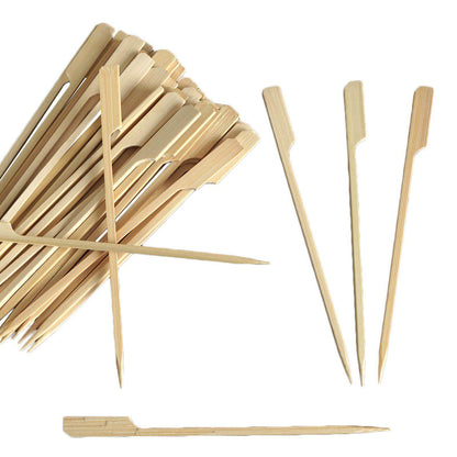 100 - Pack Bamboo Skewers Paddle Shaped - Natural Eco Friendly Wooden Cocktail Picks for Food Display Party Snacks & Outdoor Cooking 6" - NestOCart