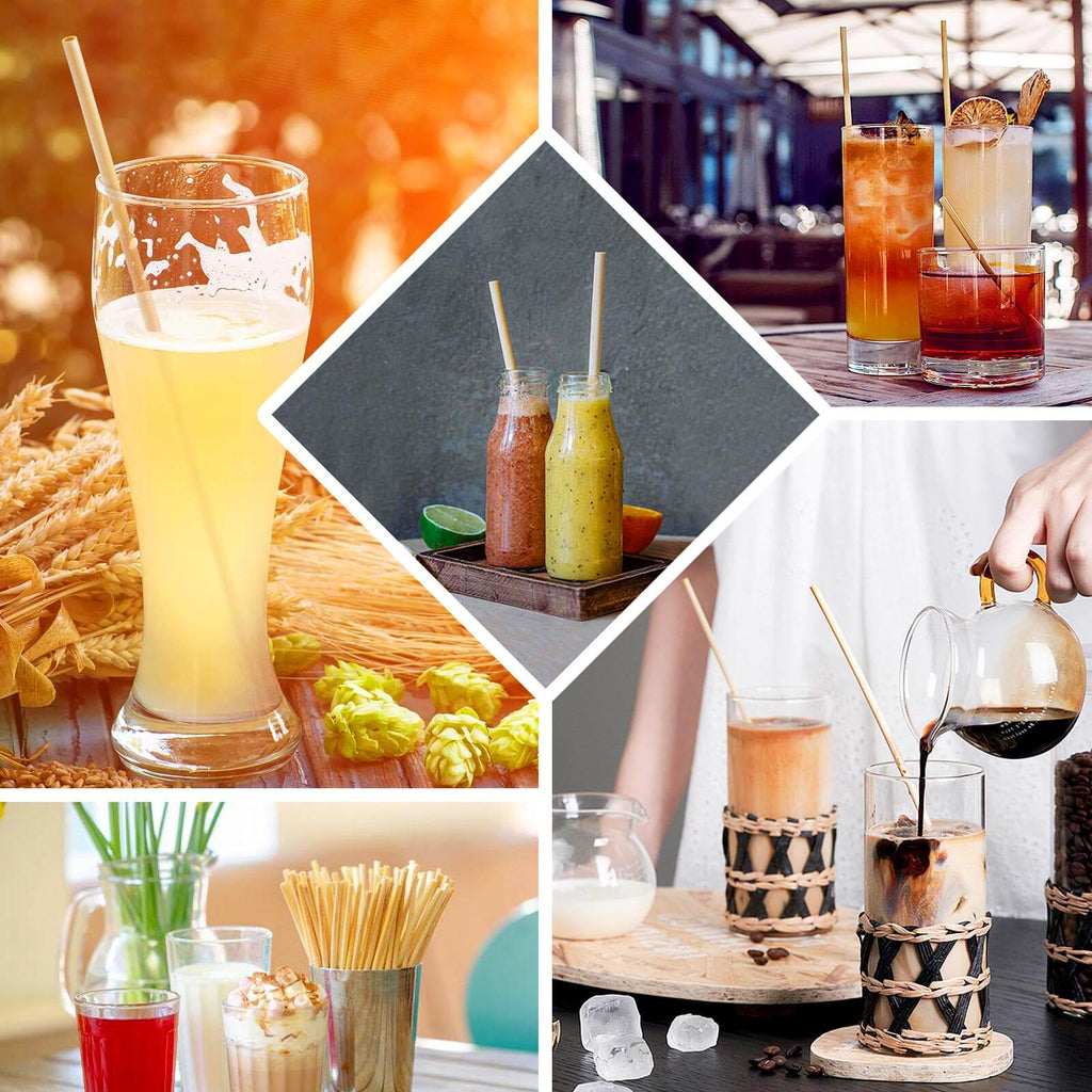 100 - Pack Compostable Straws Plant Based 100% Plastic Free - Biodegradable Wheat Straws for Drinks 6" - Bell Racket Store