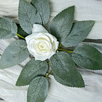 100 Pack Frosted Green Bulk Rose Leaves Artificial Greenery Fake Rose Flower Leaves for DIY Wreath Garlands - Bell Racket Store