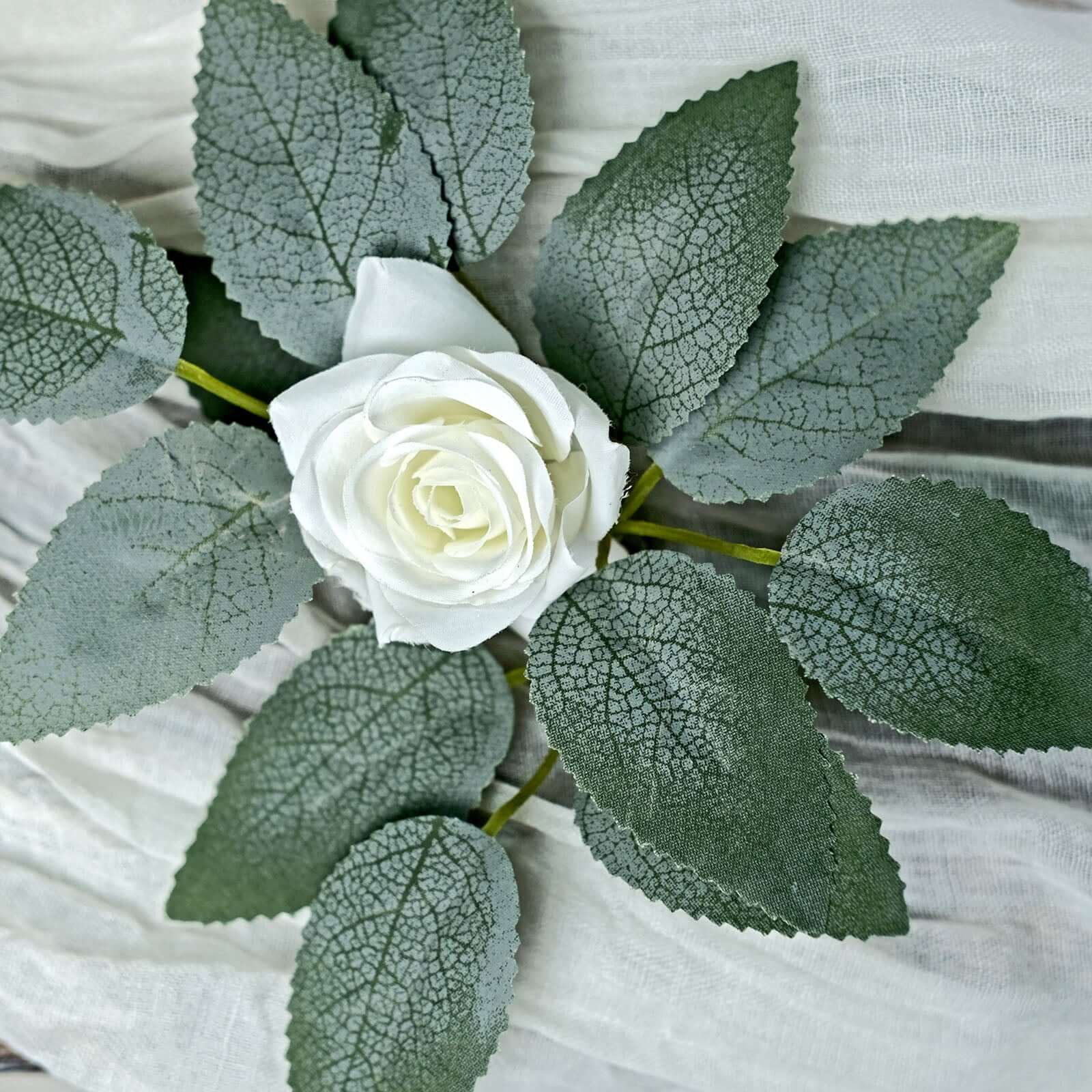 100 Pack Frosted Green Bulk Rose Leaves Artificial Greenery Fake Rose Flower Leaves for DIY Wreath Garlands - Bell Racket Store