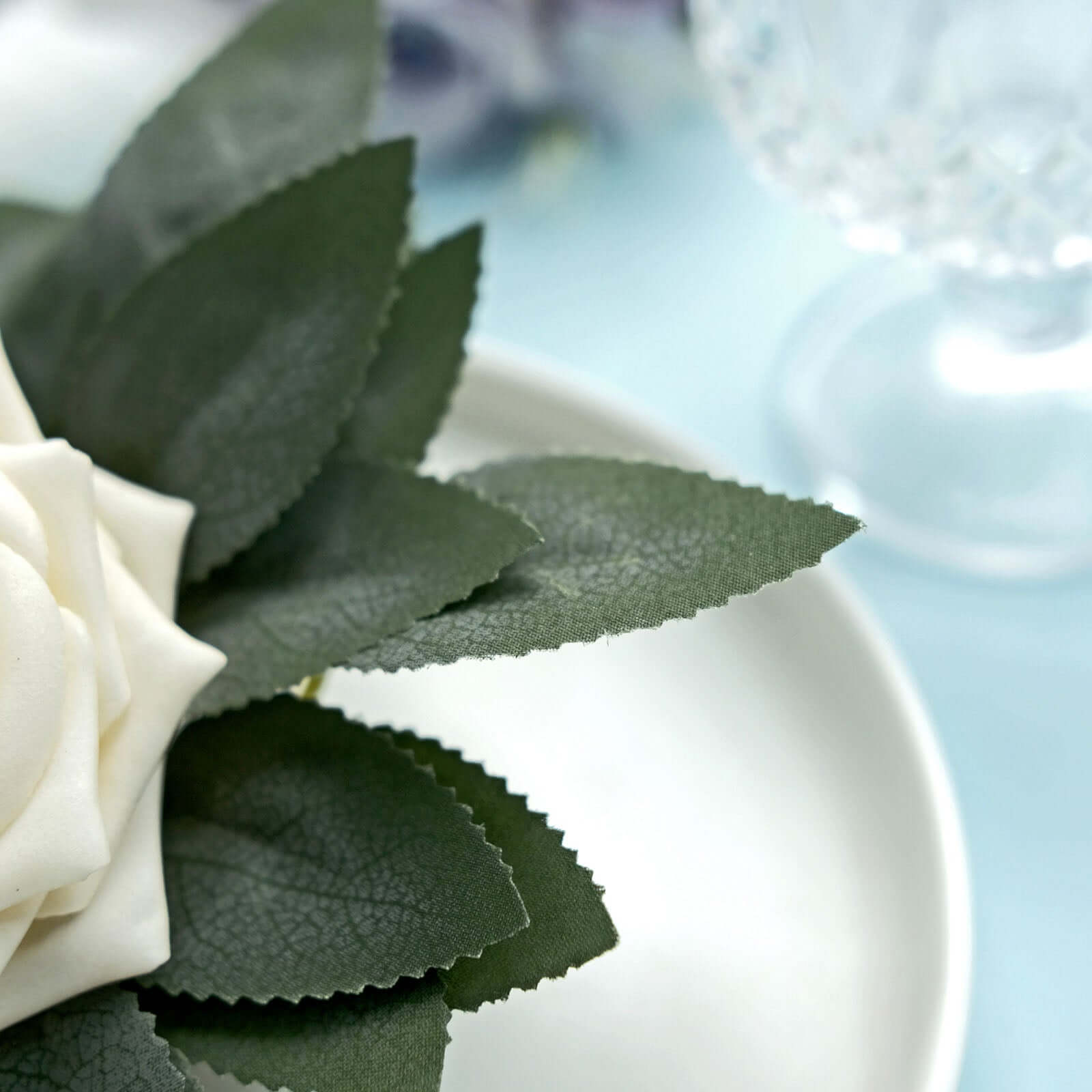 100 Pack Frosted Green Bulk Rose Leaves Artificial Greenery Fake Rose Flower Leaves for DIY Wreath Garlands - Bell Racket Store