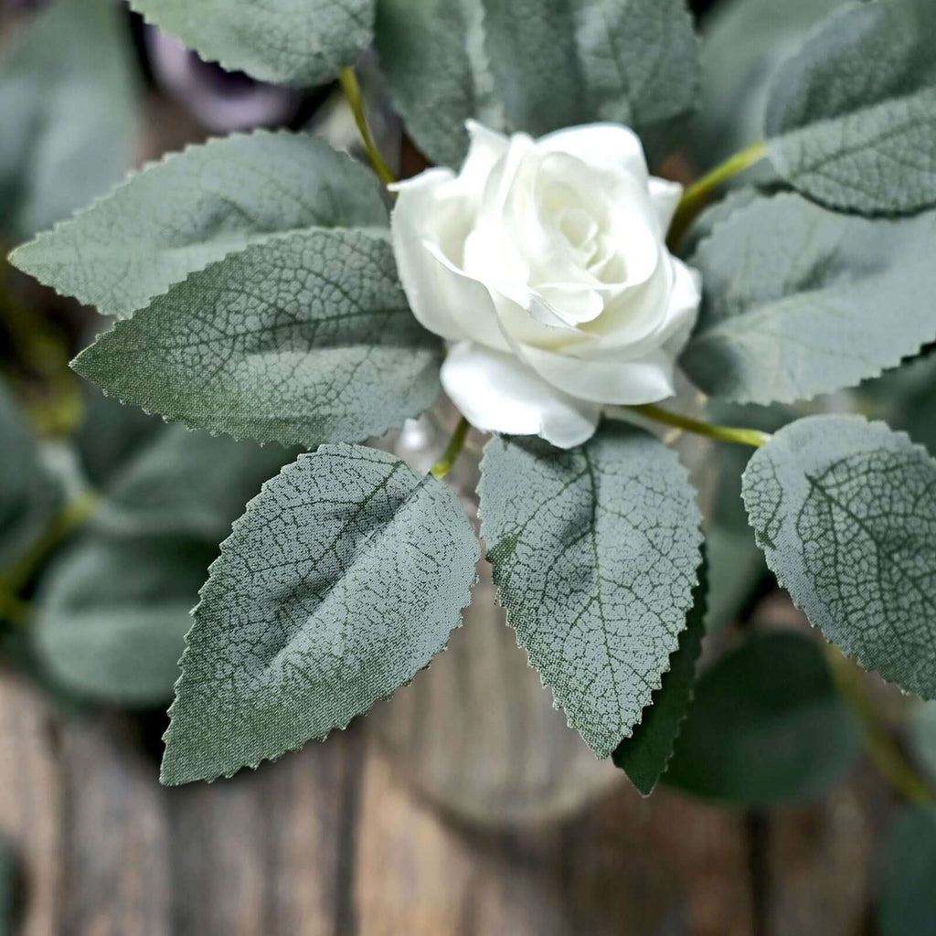 100 Pack Frosted Green Bulk Rose Leaves Artificial Greenery Fake Rose Flower Leaves for DIY Wreath Garlands - Bell Racket Store