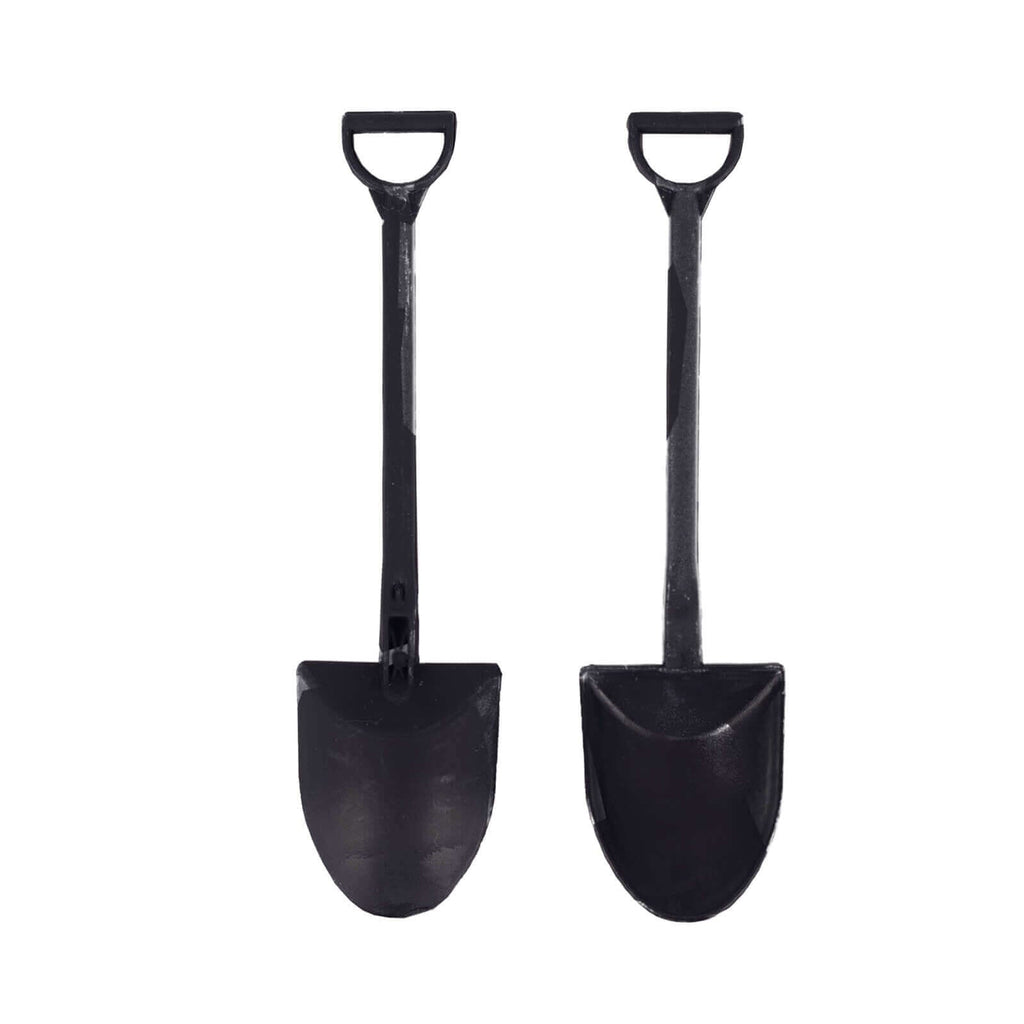 100 - Pack Plastic Dessert Spoons with Mini Shovel Design Black - Disposable Ice Cream Spoons 4.5" - Bell Racket Store