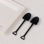 100 - Pack Plastic Dessert Spoons with Mini Shovel Design Black - Disposable Ice Cream Spoons 4.5" - Bell Racket Store