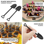 100 - Pack Plastic Dessert Spoons with Mini Shovel Design Black - Disposable Ice Cream Spoons 4.5" - Bell Racket Store