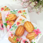 100 - Pack PVC Cookie Candy Bags White/Clear - Decorative Self Adhesive Goodie Bags With "Thank You" Print & Floral Accents for Stylish Wedding Birthday Party Favors 6"x7" - Bell Racket Store