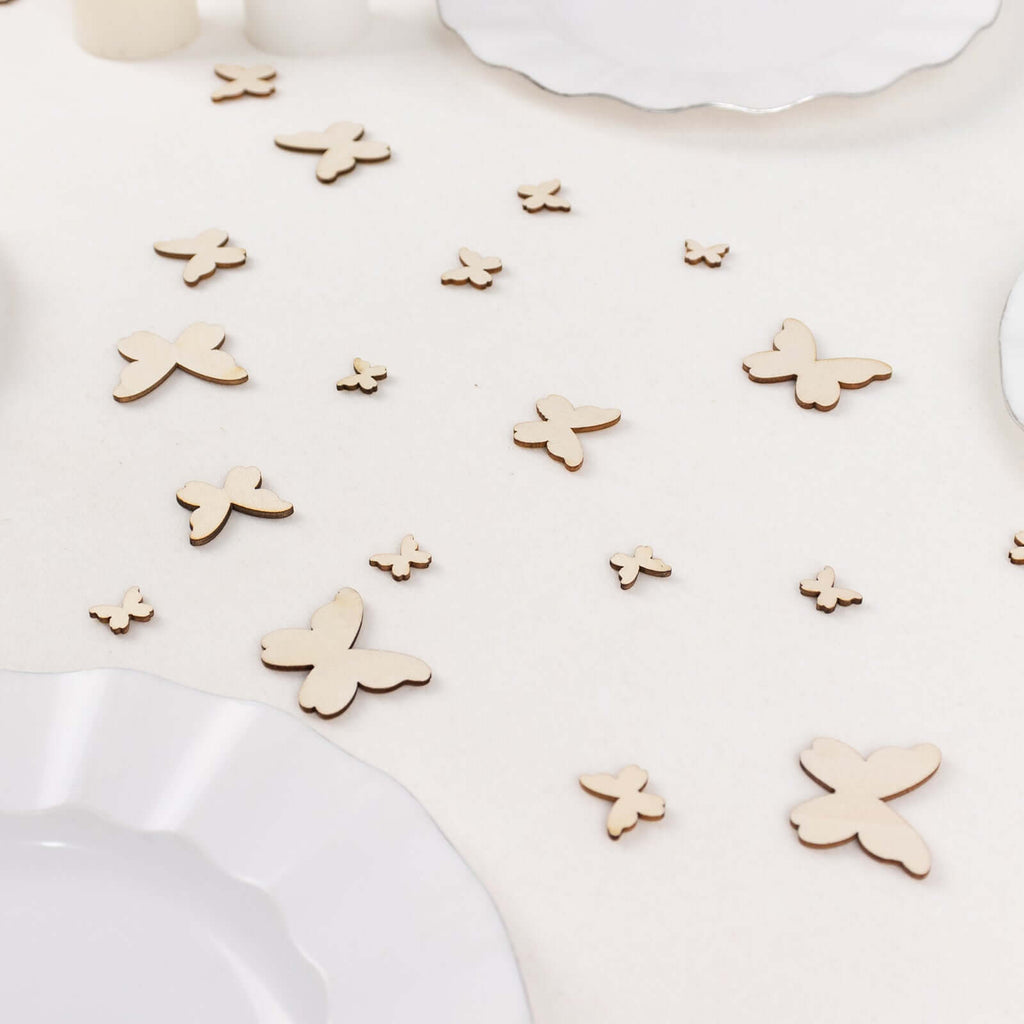 100 - Pack Wood Butterfly Confetti DIY Craft Wood Slices, Smooth and Versatile for Arts & Crafts - Bell Racket Store