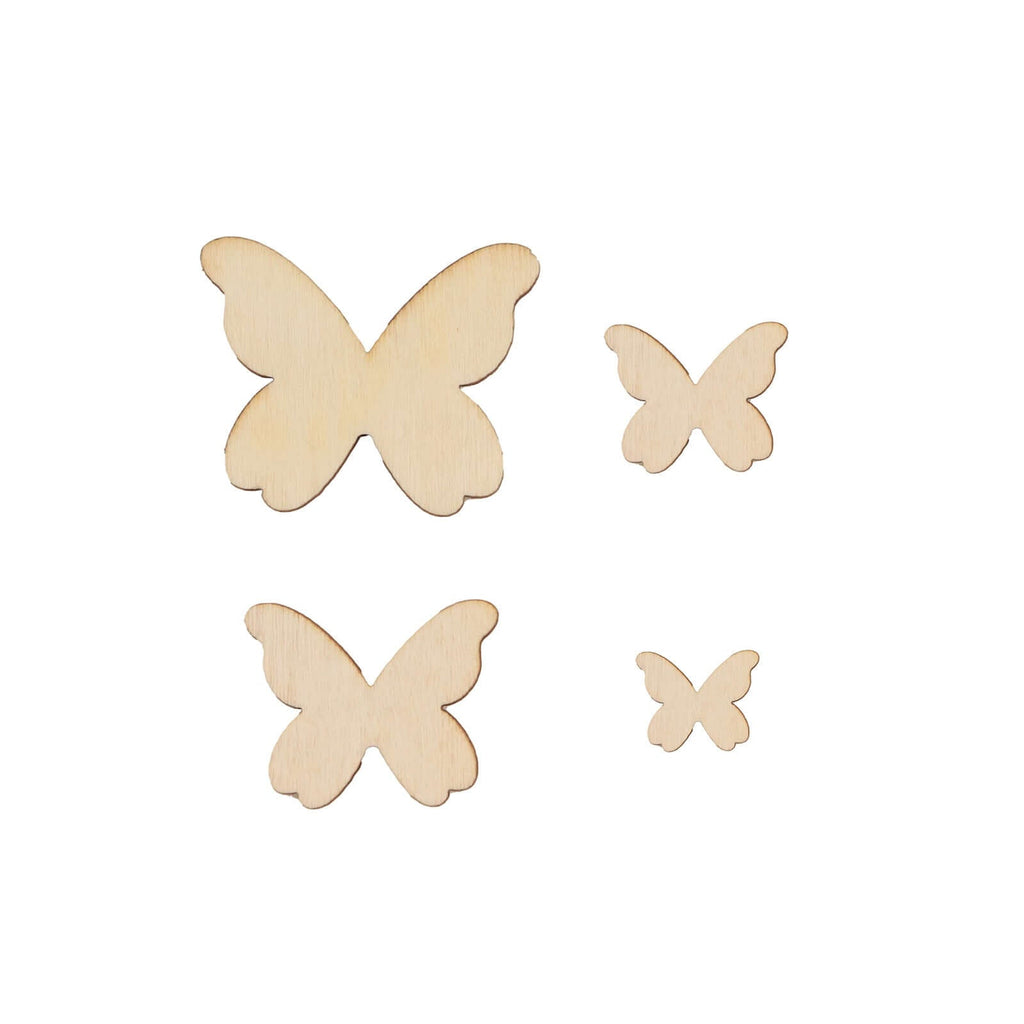 100 - Pack Wood Butterfly Confetti DIY Craft Wood Slices, Smooth and Versatile for Arts & Crafts - Bell Racket Store