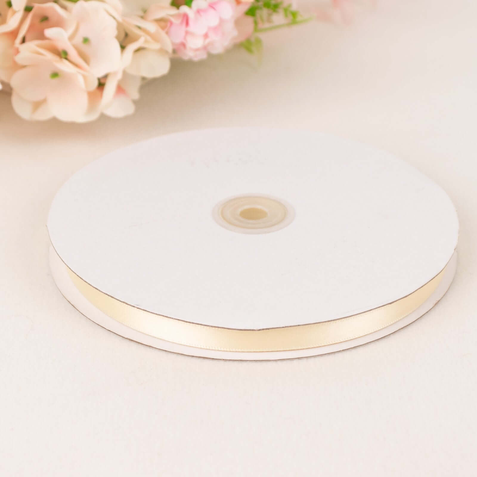 100 Yards 3/8" Ivory Single Face Decorative Satin Ribbon